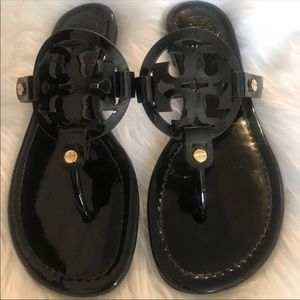 Tory Burch Shiny Black Sandals